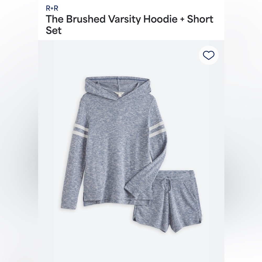 The Brushed Varsity hoodie + short set.